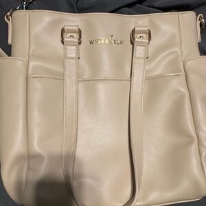 White Elm spring 2023 sand color vegan leather Carina tote bag purse